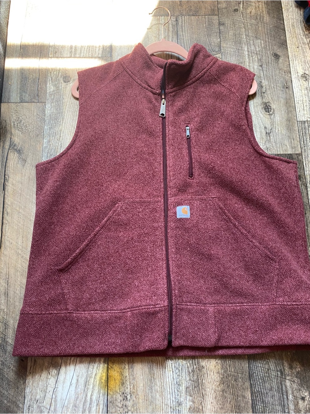 Carhartt Rust Red Fleece Hoodie Vest